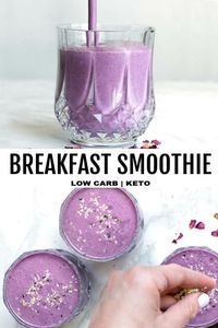 Enjoying a nutritious low carb breakfast smoothie means you never have to skip a meal and it tastes like you’re having dessert for breakfast! #lowcarbbreakfastsmoothie #ketobreakfastsmoothie