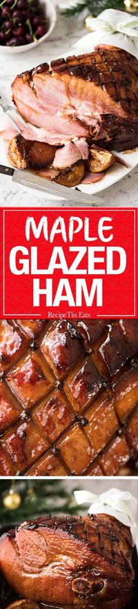 This Baked Ham with Maple Brown Sugar Glaze is a spectacular, EASY centrepiece for your Christmas table! recipetineats.com