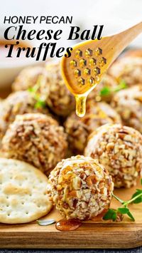 15min · 18 servings     These adorable Honey Pecan Cheese Truffles are incredibly easy to make — just 15 minutes total — and look incredibly impressive to your guests. They are perfect served with crackers, warm crostini or just as they are with a toothpick.  INGREDIENTS:  • 10 ounces goat cheese  • 6 ounces cream cheese  • 1 tablespoon Dixie Crystals Light Brown Sugar  • 1 1/2 teaspoons cinnamon  • 3 tablespoons honey  • 1 1/2 cups finely chopped pecans, divided  INSTRUCTIONS: https://thenovicechefblog.com/honey-pecan-cheese-truffles/