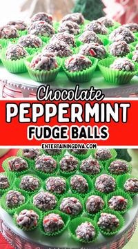 For a festive holiday treat, this chocolate peppermint fudge balls recipe can't be beat. Made with peppermint extract and coated with crushed candy canes, it looks and tastes like Christmas. Perfect for a Christmas cookie swap party or any holiday get-together.