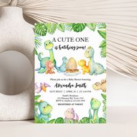 Welcome your little one with our heartwarming Gender Neutral Dino Baby Shower Invitation Printable. Personalize to share the joy with your loved ones!  BS667