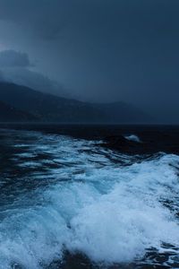 ocean storm coast waves fog