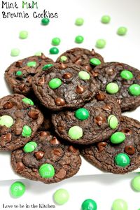 Mint M&M Brownie Cookies - Love to be in the Kitchen