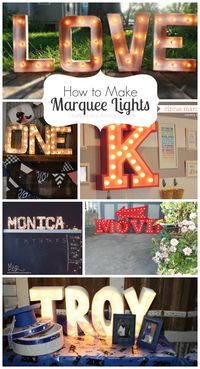 How to make marquee lights and signs. Such a fun DIY project. Get the right size light with all the choices available at www.partylights.com!