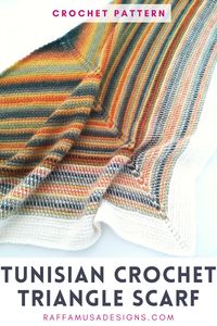 Wanna make a super simple Tunisian crochet triangle scarf to keep you warm throughout the cold season? This easy and relaxing project is exactly what you need! This Tunisian crochet scarf pattern uses the basic triangle shape of the Tunisian simple stitch triangle, which is very easy to memorize since it only requires these basic Tunisian crochet stitches: Tunisian Simple Stitch (Tss), Tunisian Full Stitch (Tfs), and Tunisian Reverse Stitch (Trs)