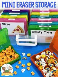 Mini Eraser Math Activities for Preschool. Need help organizing your mini eraser collection? These boxes are the perfect storage solution! #preschool #prek #prekpages