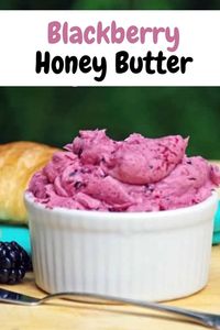 Homemade honey butter is a delicious topping for just about every type of bread. With a handful of fresh blackberries, this whipped butter is lightly sweet and a naturally beautiful purple color.