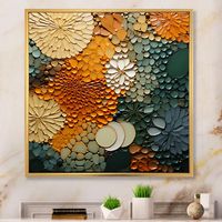 This beautiful "Hardedge Art Earthy Euphony VI" wall artis printed on premium quality cotton canvas using the finest fade-resistant ink Red Barrel Studio® Format: Gold Floater Framed, Size: 36" H x 36" W x 1.5" D | Red Barrel Studio® Hardedge Earthy Euphony VI - Print 36.0 H x 36.0 W x 1.5 D in orange / green / whiteFabric in Gold Floater Framed | 36" H x 36" W x 1.5" D | Wayfair