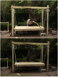 I've always wanted a hanging bed! This outdoor swing bed is gorgeous and looks relatively easy to build!