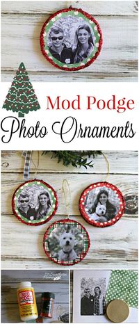 Photo Christmas ornaments are a very simple craft with the aid of Mod Podge by Our Southern Home