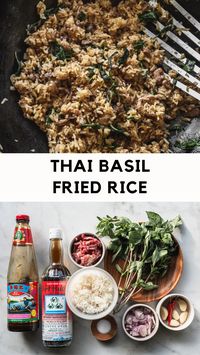 Make easy and delicious Thai Basil Fried Rice at home. A restaurant-worthy dish that's full of savory umami flavor and only takes 15 minutes to make! Lots of aromatic Thai Basil and a chili garlic paste make this simple recipe shine. Serve with a fried egg for a satisfying, quick meal.