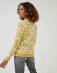 Yellow Jacquard Paisley Jumper, Knitwear | FatFace.com