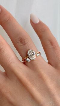 Oval Diamond Solitaire Engagement Ring Paired with Unique Diamond Wedding Band in 2022 | Cute engagement rings, Future engagement rings, Dream wedding ring