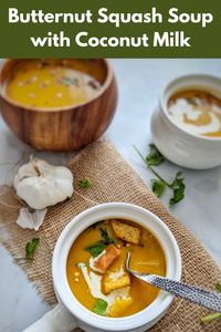 Warm up with this creamy Butternut Squash Soup, enhanced with the rich flavour of coconut milk. This comforting bowl combines the natural sweetness of butternut squash with aromatic and creamy coconut milk. Perfect for chilly evenings, this easy-to-make soup is both dairy-free and packed with nutrients. Garnish with pumpkin seeds for a delightful crunch. Cozy up with a bowl of this autumn-inspired goodness!