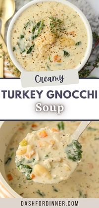 This creamy turkey and gnocchi soup is SO good, and the perfect way to use up leftover turkey. Filled with flavor, tender vegetables, and made quickly on the stovetop (or Instant Pot), this turkey soup recipe wins praise from all who try it! Whether you have Thanksgiving leftovers, or have some turkey from another holiday dinner, this cozy soup recipe is perfect for you.