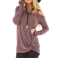 Women's Long Sleeve Off Shoulder Tops with Knot Front Shirts (S, Black) at Amazon Women’s Clothing store: