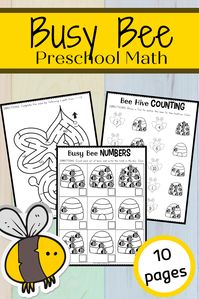 This free preschool honey bee math worksheet pack will have young learners buzzing about numbers, counting, and more! Perfect for spring and summer math! #preschoolmath #preschoolmathworksheets #beepreschoolactivities #homeschoolprek