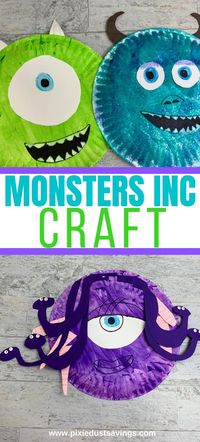 Monsters Inc Paper Plate Craft | Monsters inc crafts, Disney crafts for kids, Halloween arts and crafts