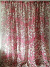 Vintage Set of 2 Beige Pink Brown White Floral Translucent Curtains // Sheer Curtains // Retro Flower Print See-through Curtains // 60s 70s - Etsy