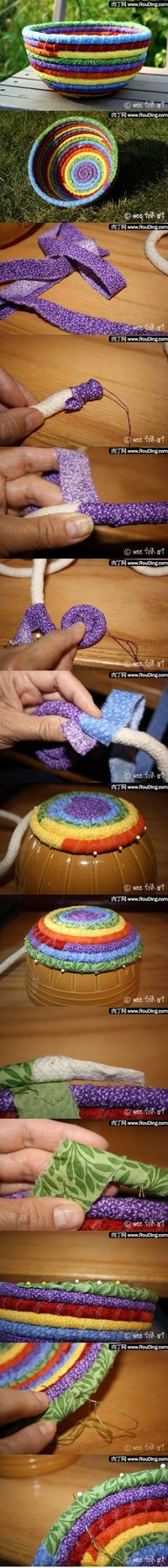 How to make a decorative fabric bowl.