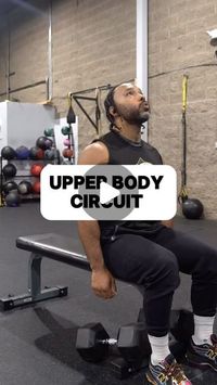 Anthony Carlo on Instagram: "⏰ 30 minutes or less circuit 

Solid circuit for saving time while gaining strength and hitting all your upper body necessities.

✅ 8 Curls
✅ 8 Shoulder Press
✅ 8 Overhead Tricep Ext.
✅ 8 Chest press

Find a weight or weights that work for you..

#upperbodyworkout #circuittraining #dumbbells #strengthtraining #strengthandconditioning"