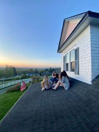 sunset, blue sky, beautiful, teenage dream, summer time, friends, saturday night, roof, pic inspo, aesthetic, wallpaper, pnw