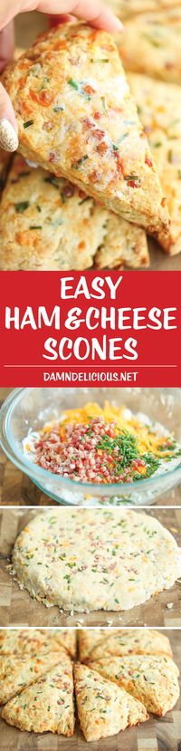 Ham and Cheese Scones - Easy peasy ham and cheddar scones perfect for any time of day - perfect as breakfast, snack-time, appetizer or with a bowl of soup!