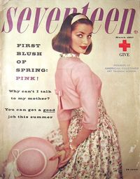 The First Blush of Spring: Pink! Seventeen Magazine March 1957 #seventeenmagazine #vintageseventeenmagazine #thefirstblushofspringpink #newsletter #1957