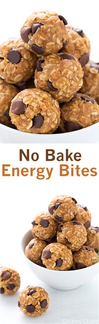 No Bake Energy Bites - these are the best snack EVER, and they're healthy! I make them all the time, even my kids beg for them.