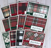 These plaid Christmas cards are perfect for sending your holiday greetings. The 4.25 x 5.5 (A2) inch Merry Christmas cards are made with plaid cardstock on a solid cardstock mat and the blank space inside gives the user the opportunity to write their own thoughts and sentiments. FOR A DIY KIT FEATURING THESE SAME PAPERS, PLEASE CLICK ON THE FOLLOWING LINK: https://www.etsy.com/EEJamesStationery/listing/1524274566 CARD SIZE: 4.25 x 5.5 inches (A2 size) with coordinated envelopes. Set of 12 cards DETAILS: * Each card starts with a layer of plaid cardstock. (12 designs, 1 of each design) * The paper is then attached to a solid cardstock mat. * Double sided tape is used to attach the mat to an 80-lb white card.  * A grosgrain ribbon and a cardstock "Merry Christmas" sentiment on a cardstock ma