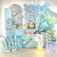 Mermaid Party Decorations Coral Jellyfish Cutout Under the Sea Birthday Party Backdrop Props Little