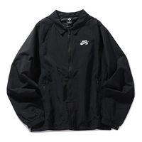 Nike SB Skateboard Sports Long Sleeves Woven Logo Jacket Black CV4306-010 (Men's/Joggers/Gift Recommend)