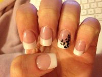 Leopard print French manicure nails