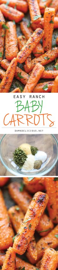 Easy Ranch Baby Carrots - Made with homemade Ranch seasoning and roasted to crisp-tender perfection. And all you need is 5 min prep and one pan.