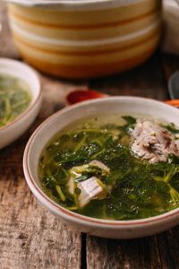 Chinese Watercress Soup with Pork Ribs (Sai Yeung Choy Tong), by thewoksoflife.com