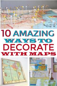 Some fun ideas on how to decorate with maps! #diydecor #maps #decoratingwithmaps #farmhousedecor #homedecoronabudget #homedecor