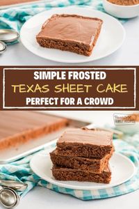 This Texas Sheet Cake dessert takes center stage at all of our family picnics, barbecues, Halloween parties, or just a Sunday afternoon treat. And it’s really easy to make. You cook the ingredients in a pot over the stove! No mixer is required for the cake OR the frosting!