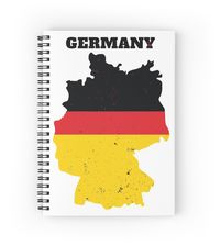 Spiral notebooks with high-quality edge-to-edge print on front. 120 pages in your choice of ruled or graph lines. Germany map flag, Germany flag, Germany map