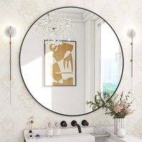 Amazon.com: BEAUTYPEAK 30 Inch Round Mirror, Black Metal Frame Circle Mirror, Wall Mirror for Entryway, Bathroom, Vanity, Living Room, Black Circle Mirror : Home & Kitchen