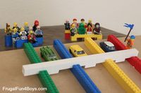 DIY Build a Lego Racetrack for Hot Wheels Cars or Lego Racers. With real Lego Race Lanes for your Cars. You can release all the Cars at once! Don't forget the crowd!