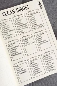 Are you searching for bullet journal ideas to keep your house clean & organized? Here are 15 bullet journal layout ideas to use as inspiration for your spring cleaning schedule. Bullet journal inspiration isn't exactly difficult to come by but there are some genius layouts to keep track of your cleaning & organizing all year long. #bulletjournal #bujo #bulletjournaling #hhmuk #organizing #springcleaning