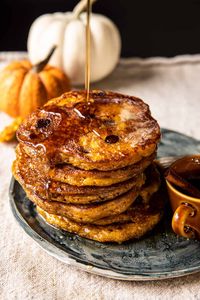 Fluffy Pumpkin Butter Chocolate Chip Pancakes | halfbakedharvest.com