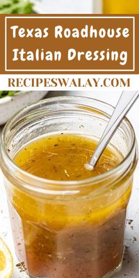 Craving the tangy, zesty flavor of Texas Roadhouse Italian Dressing Recipe  at home? Look no further! This delightful dressing perfectly ... #TexasRoadhouse #Italian #Dressing #Recipe