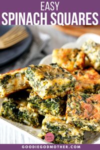 You'll love this easy, cheesy spinach squares recipe! This retro appetizer recipe is a must-save for effortless entertaining. You can even bake ahead and freeze! #easyappetizer #spinachsquares #makeahead #appetizer