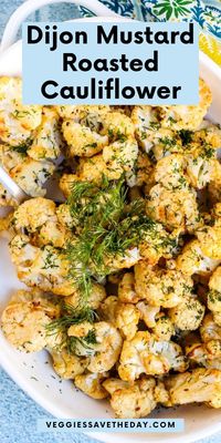 Dijon Mustard Roasted Cauliflower is easy to make and loaded with flavor. This Mediterranean side dish may become your new favorite.