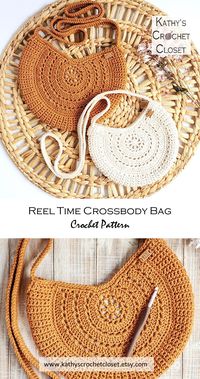 Do you want to make a cute summer bag? The Reel Time Crossbody Bag is a fun crochet project and gives you the option of two different bag sizes. The bag is made with Lion Brand 24/7 Cotton yarn, which is a worsted weight (size 4) yarn. The pattern includes detailed instructions for lining and finishing the bag. Click for more info on this pdf crochet pattern!