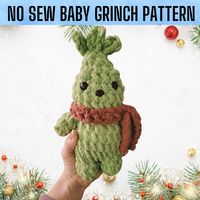 No Sew Baby Grinch Holday Pattern Digital Download File Amigurumi  Works up very quickly PLEASE NOTE THIS A DIGITAL DOWNLOAD PATTERN ONLY!