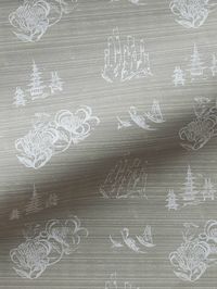 Hand-screened wallpaper Substrate: clay coated paper Width: 30″ (trims to 27″) Vertical repeat: 23.35″ Horizontal repeat: 27" Sold by the double roll (10 yards) 2 double roll minimum