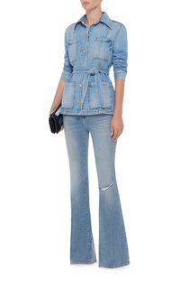 Le High Flared Jeans With Distressed Knee by FRAME DENIM Now Available on Moda Operandi