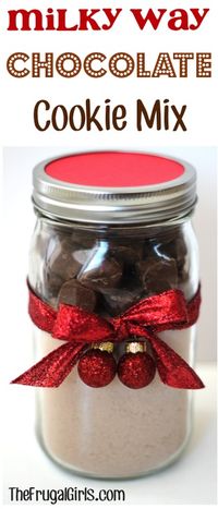 Milky Way Chocolate Cookie Mix in a Jar! ~ from TheFrugalGirls.com ~ this is such a quick and simple Mason Jar gift to put together and makes DELICIOUS cookies! #masonjars #giftsinajar #thefrugalgirls